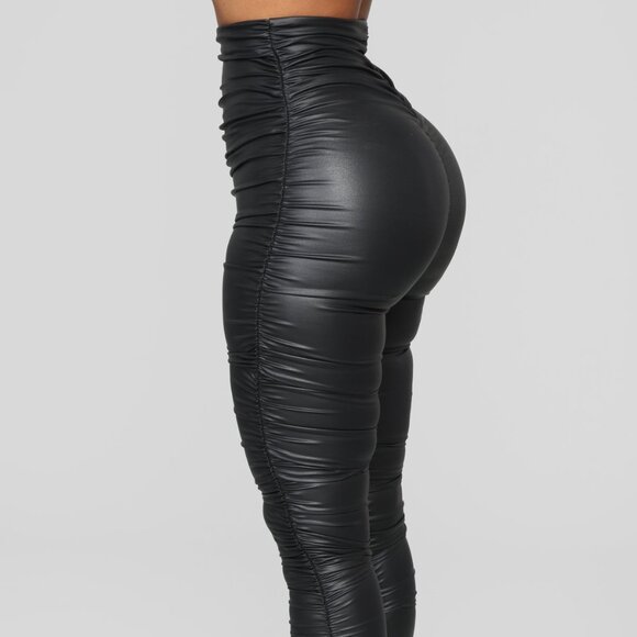 Black ruched leggings - Picture 1 of 6